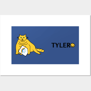 Tyler Cuddly Cat Essential Worker Rainbow Posters and Art